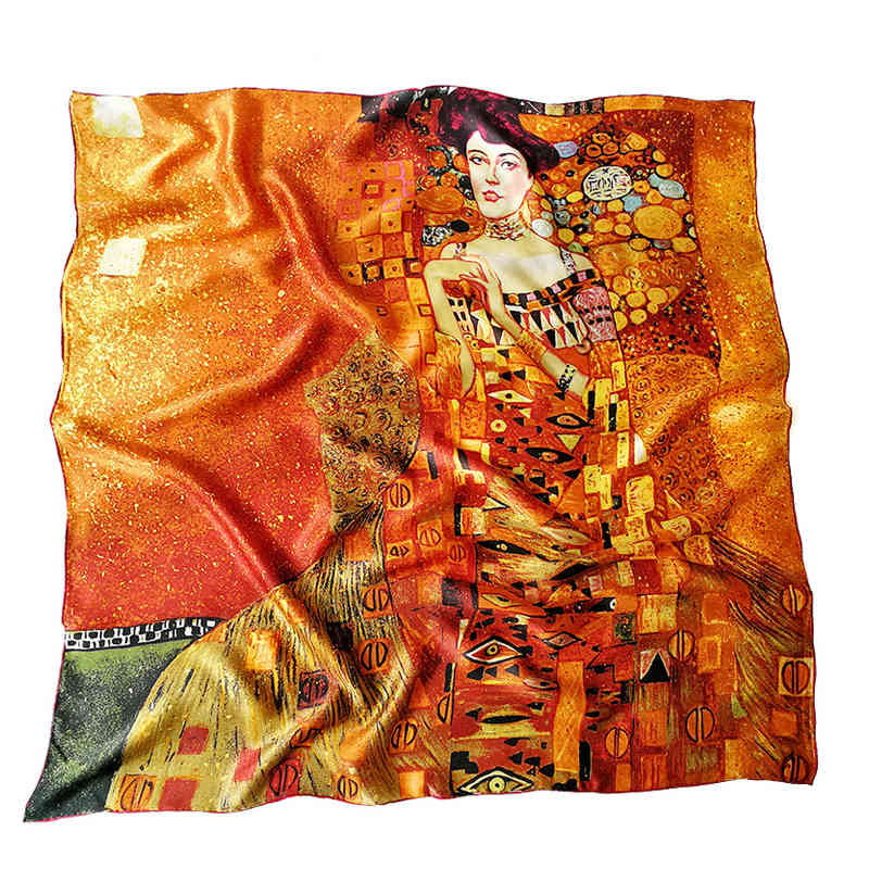 Spring 100% Natural Silk Scarf Women Gustav Klimt Oil Painting Adele Bloch-Baue Bandana Foulard Femme Square Shawls Wraps 90cm
Spring 100% Natural Silk Scarf Women Gustav Klimt Oil Painting Adele Bloch-Baue Bandana Foulard Femme Square Shawls Wraps 90cm