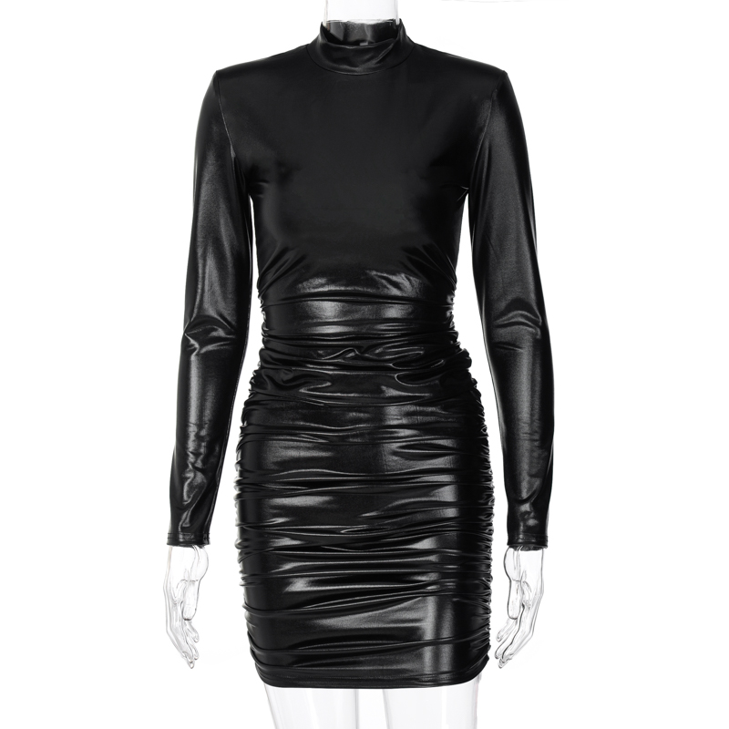 2021pu leather mini dress ruched turtleneck long sleeve bodycon bandage streetwear party elegant autumn winter club, Black;gray
2021pu leather mini dress ruched turtleneck long sleeve bodycon bandage streetwear party elegant autumn winter club, Black;gray