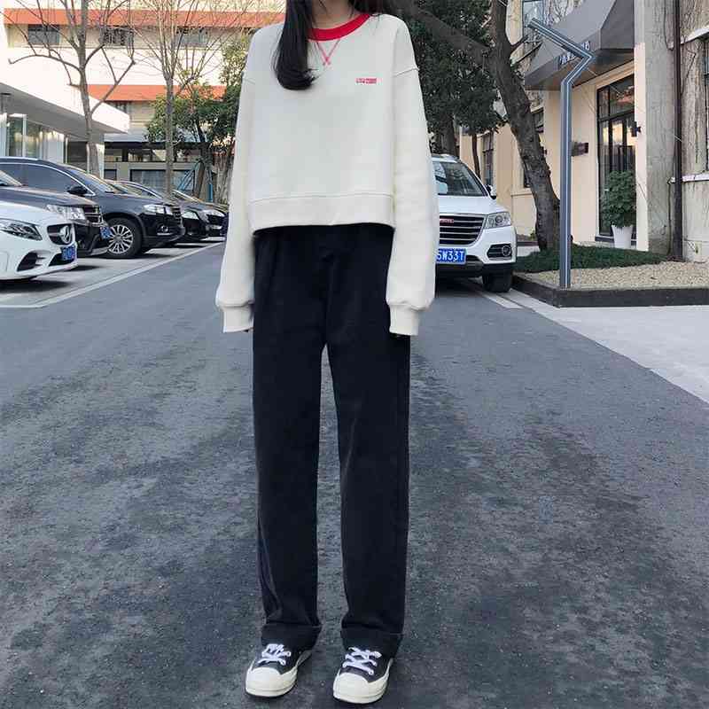 autumn winter korean style Women Sweatshirts letter embroidery Sweatshirt Womens pullovers (X1315) 210423