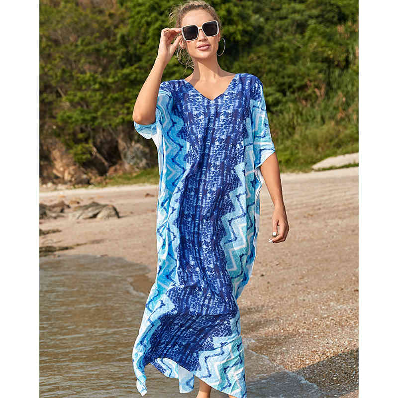 Plus Size Quick-drying Kaftan Tunic Beach Cover Up Saida de Praia Swimsuit Women Bikini Cover-ups Pareo Sarong Beachwear Q1223 210420