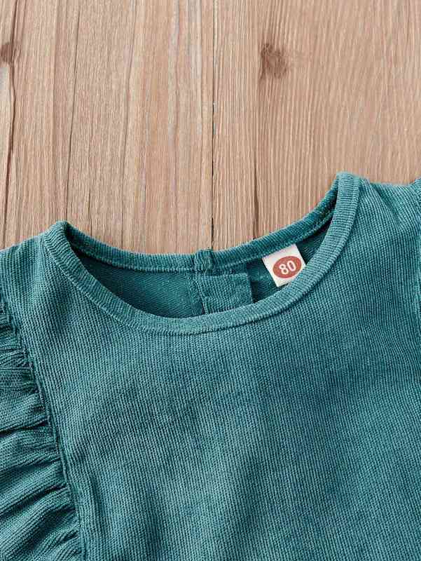 Baby Peter-pan Collar Top & Ruffle Trim Corduroy Dress SHE