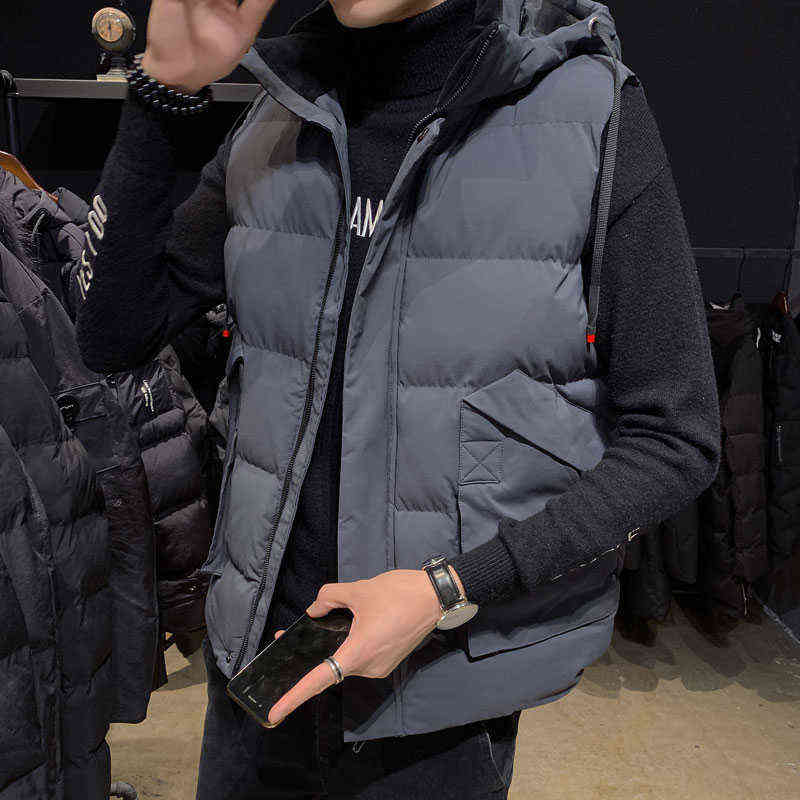 Plus Size Men's Winter Vest Jacket Sleeveless Clothing Hooded Windbreaker Warm Waistcoat Fleece Vest Men Coats 8XL 211111