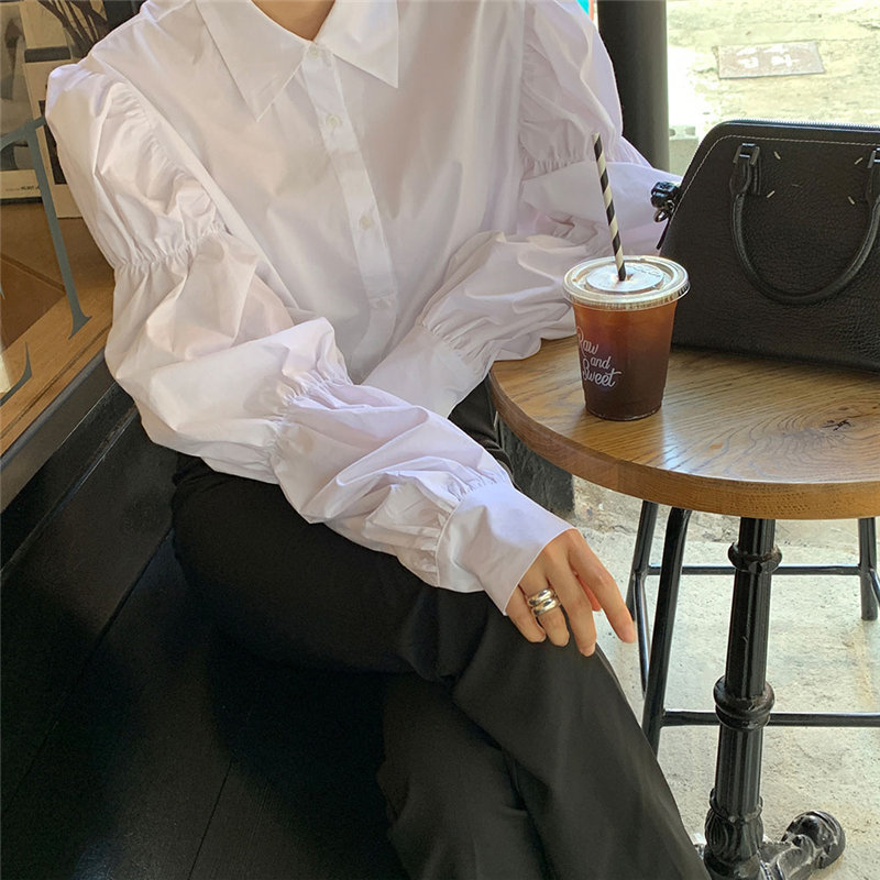 White Chic Casual Spring High Quality Solid Sweet Shirts Vintage Gentle Streetwear Women Elegance Brief Blouses 210421