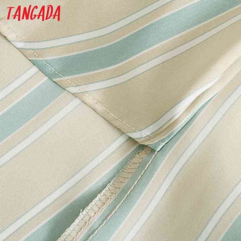 Fashion Women Striped Print Shirt with Bow Long Sleeve High Street Ladies Midi Dress 5Z84 210416