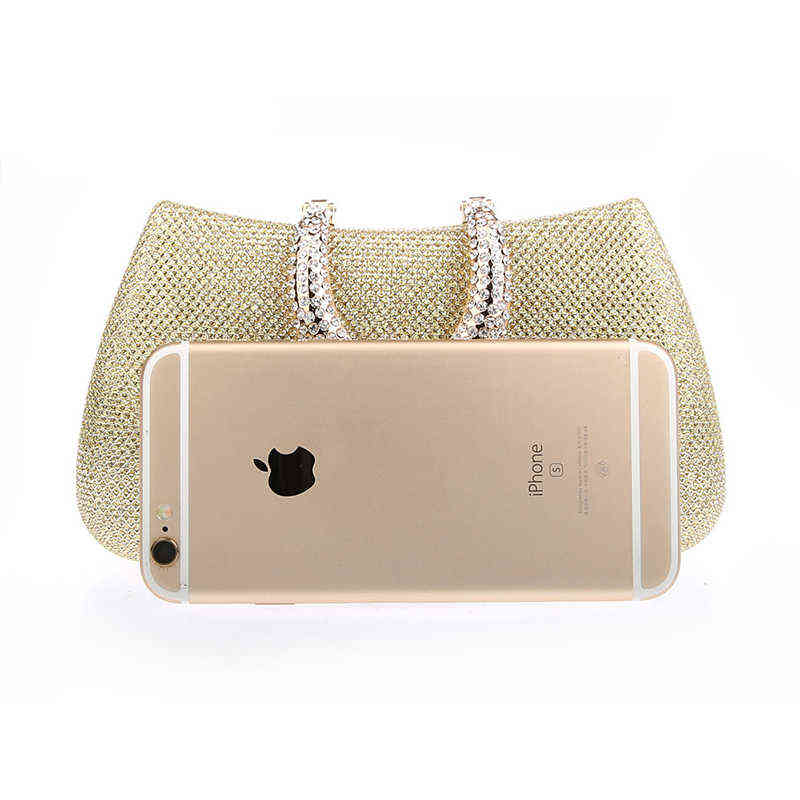 NXY Evening Bags Luxy Moon women crystal U Diamond clasp clutch bags glitter silver evening gold party purse woman handbag 220210
