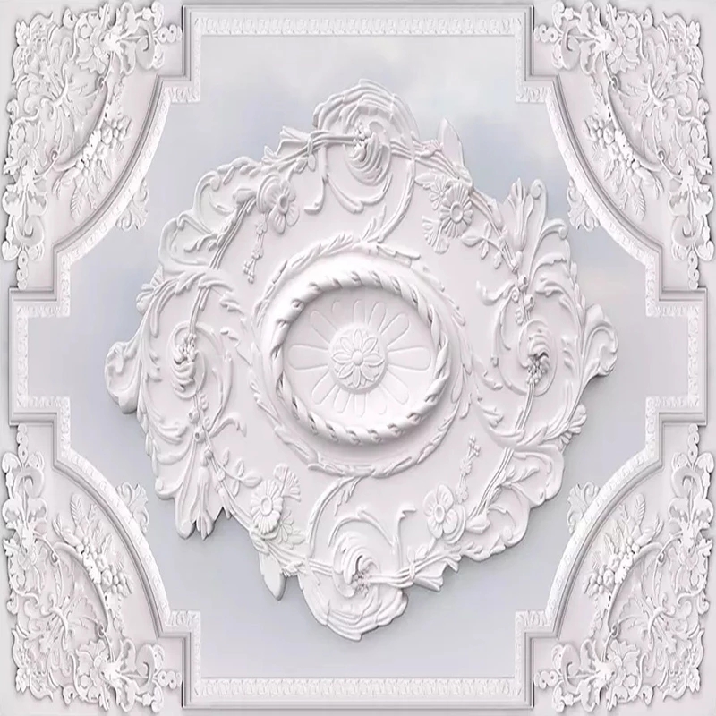 Custom Wallpaper 3D European Style White Flower Pattern Living Room Ceiling Murals Wallpaper Bedroom Waterproof