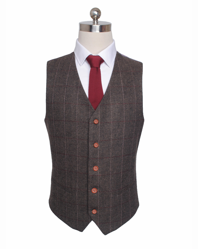 Fashion three piece men's formal business Plaid suit engagement British dress private customization (coat + Vest + pants)
