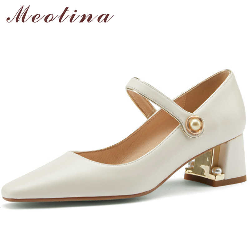 Meotina Natural Genuine Leather High Heels Woman Mary Janes Shoes Pearl Chunky Heel Pumps Pointed Toe Female Footwear Beige 40 210608
Meotina Natural Genuine Leather High Heels Woman Mary Janes Shoes Pearl Chunky Heel Pumps Pointed Toe Female Footwear Beige 40 210608