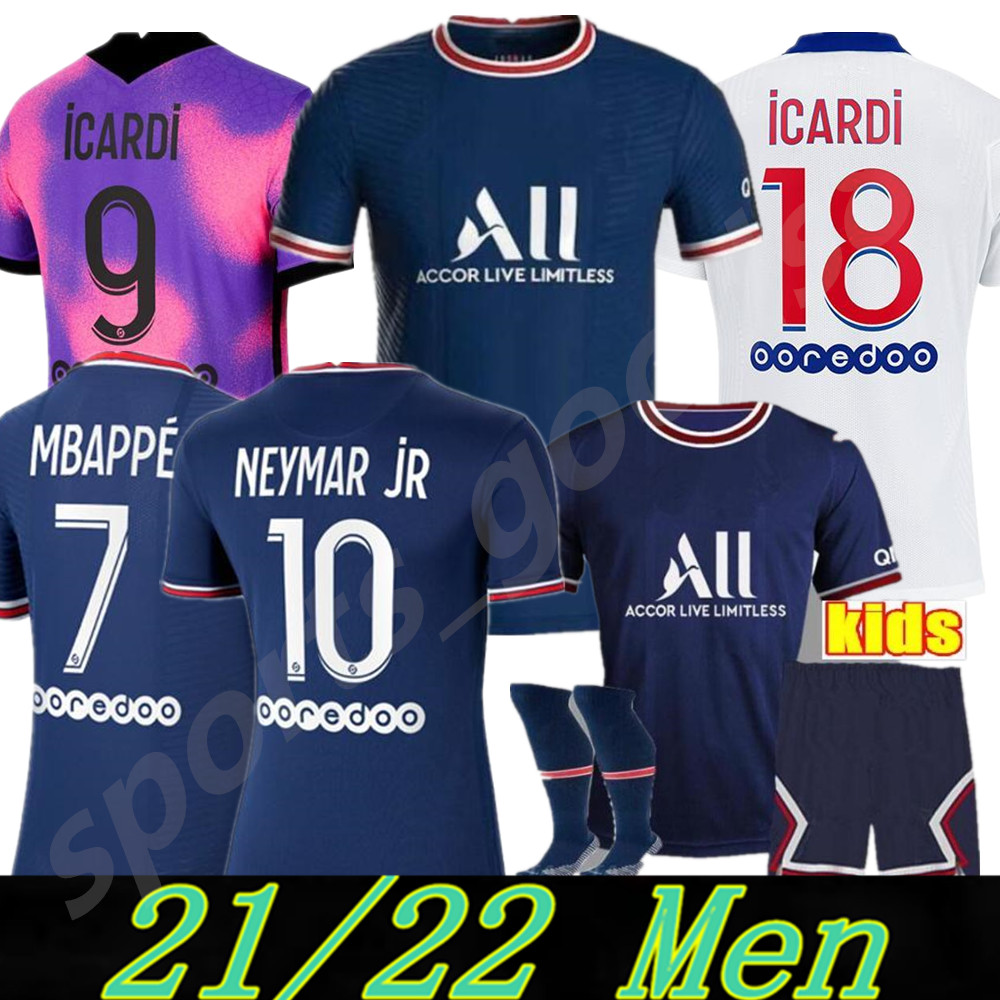 Enfants MBAPPE KEAN soccer jersey 21 22 Maillots de football shirts 2021 2022 MARQUINHOS psg VERRATTI men + kids kit uniforms enfants maillot foot fourth