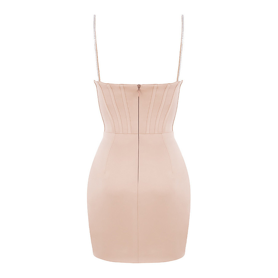 Free Women's Sexy Shiny Spaghetti Dress V Neck Sleeveless Bodycon Halter Celebrity Club Party Vestidos 210524