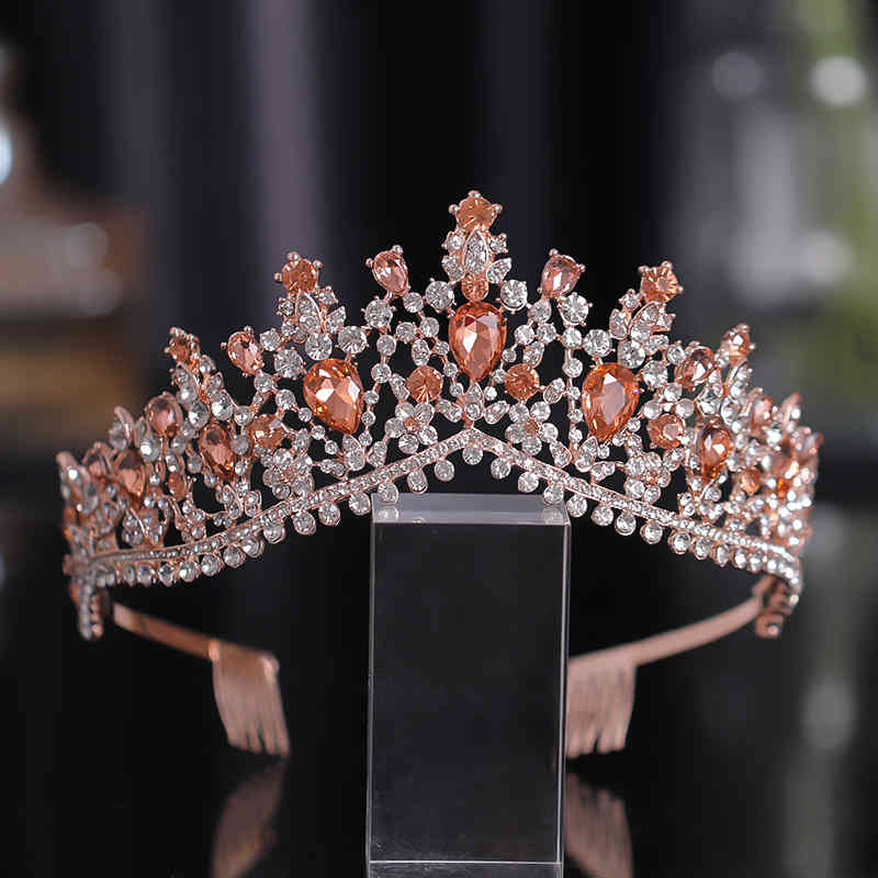 Wedding Hair Jewelry Accessories Crystal Crown with Comb Alloy Rhinestone Headdress Princess Gift