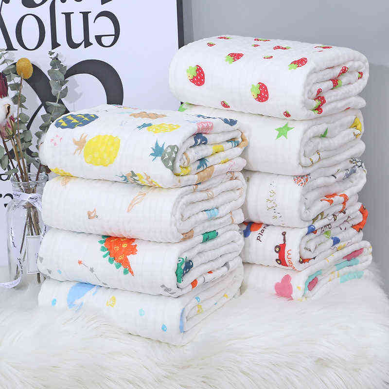 6 Layers Bamboo Cotton Baby Receiving Blanket Infant Kids Swaddle Wrap Blanket Sleeping Warm Quilt Bed Cover Muslin 211029