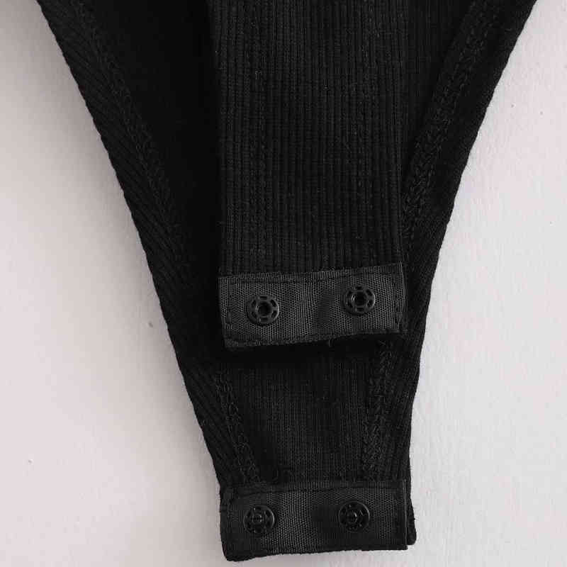 Sexy Woman Black Lace Patchwork Knitted Bodysuits Spring Fashion Ladies Slim Seethrough Bodysuit Female Elegant Tops 210515