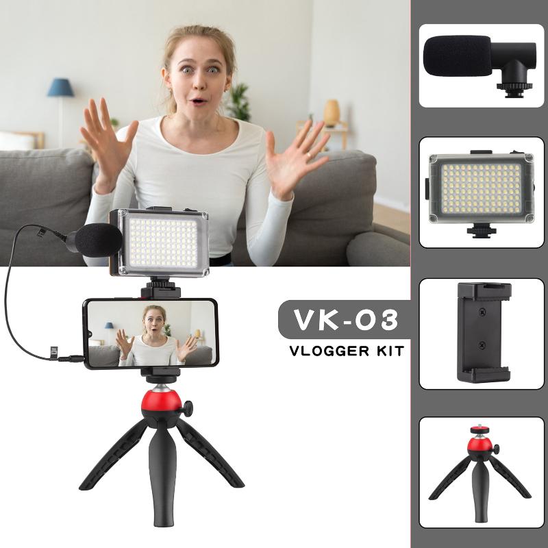 Portable Smartphone Video Kit Phone Rig With LED Fill Light 5500K/3200K + Cardioid Microphone For Vlog Record Tripods
Portable Smartphone Video Kit Phone Rig With LED Fill Light 5500K/3200K + Cardioid Microphone For Vlog Record Tripods