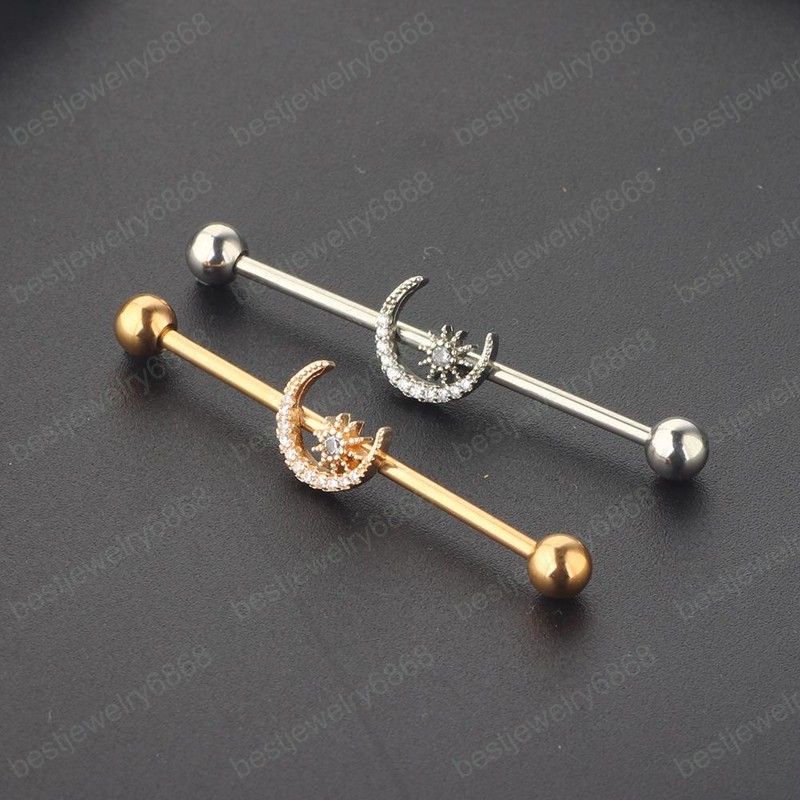 Barbell Earring Cartilage Stainless Steel 38mm 1 1/2 inch Industrial Bar Body Piercing Jewelry for Women