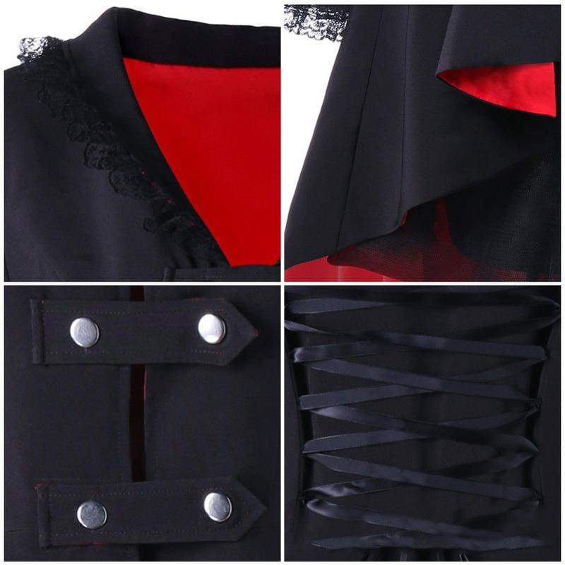 Women's Trench Coats Asymmetrical Lace Dress Bandage Gothic Vintage Mid-long Coat Women Black Belt Cloak Windbreaker Female Abrigos Patchwor