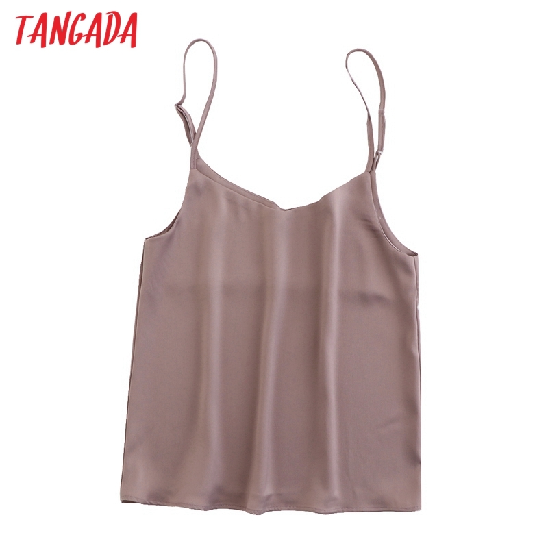 Women V Neck High Quality Satin Camis Spaghetti Strap Adjust Leeveless Silk Tank Tops Camisole 6L21 210416
