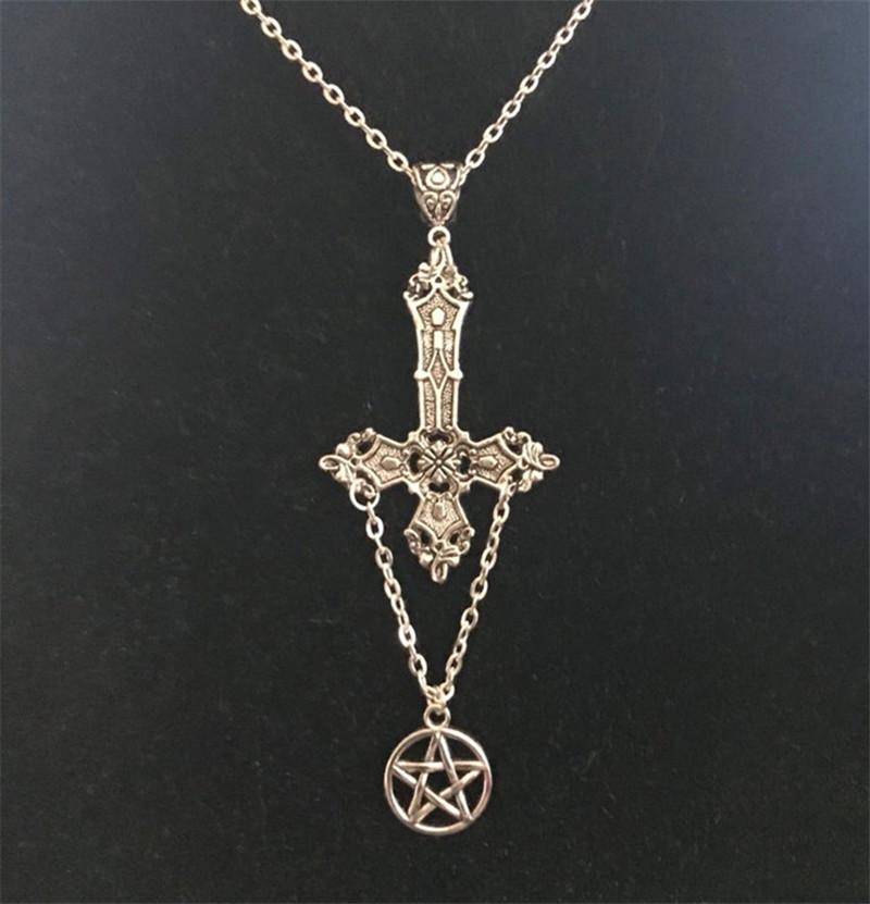 Chains Inverted Cross And Pentagram Necklace Satanic Necklace, Occult Jewellery Upside Down Gothic, Punk, Silver
Chains Inverted Cross And Pentagram Necklace Satanic Necklace, Occult Jewellery Upside Down Gothic, Punk, Silver