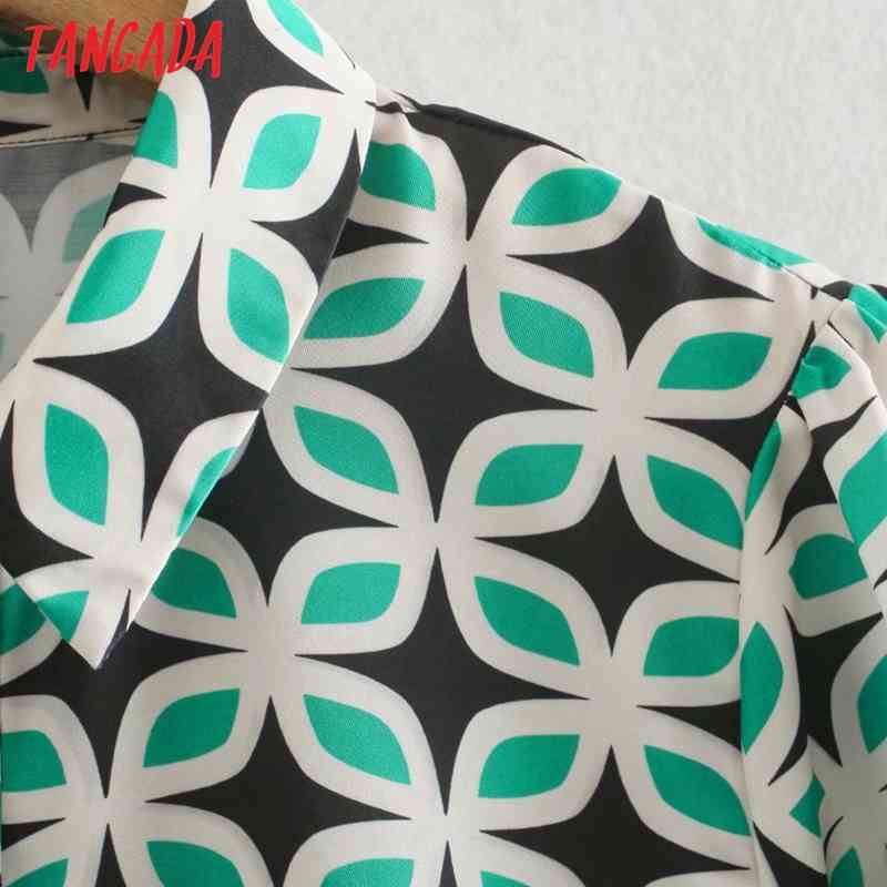 Fashion Women Flowers Print Shirt Long Sleeve Office Ladies Mini Dress with Slash XN318 210416