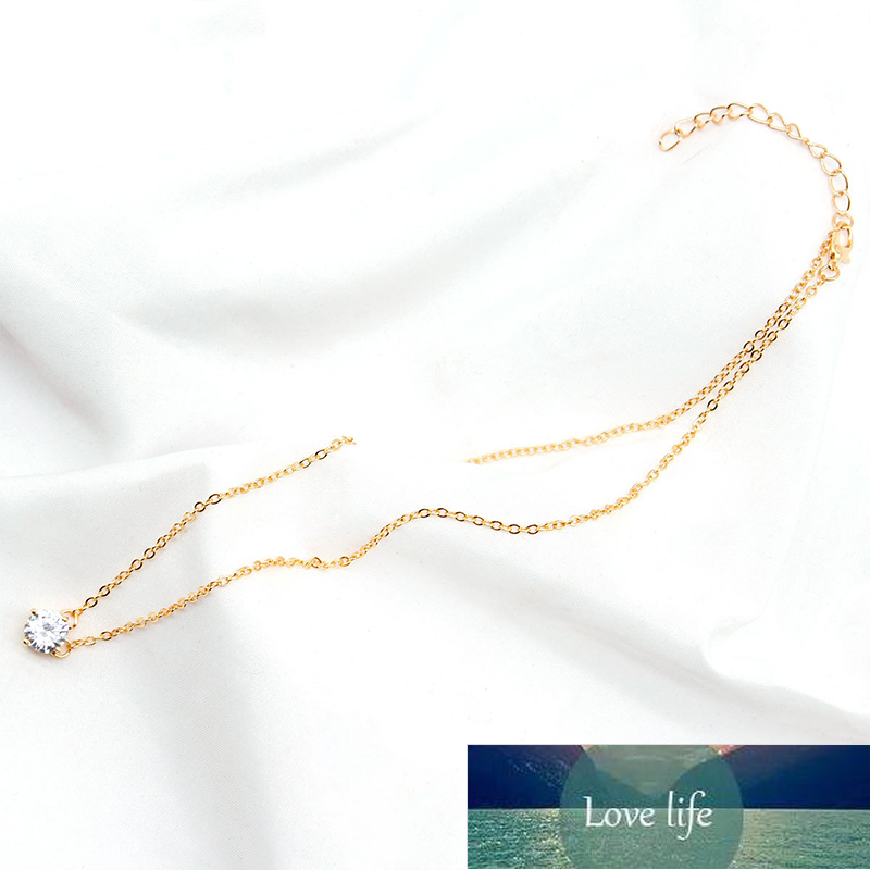 Elegant Charming Gold Chain Necklaces Women Jewelry Ladies Wedding Party Gifts Simple Geometric Crystal Zircon Ckoker Necklace