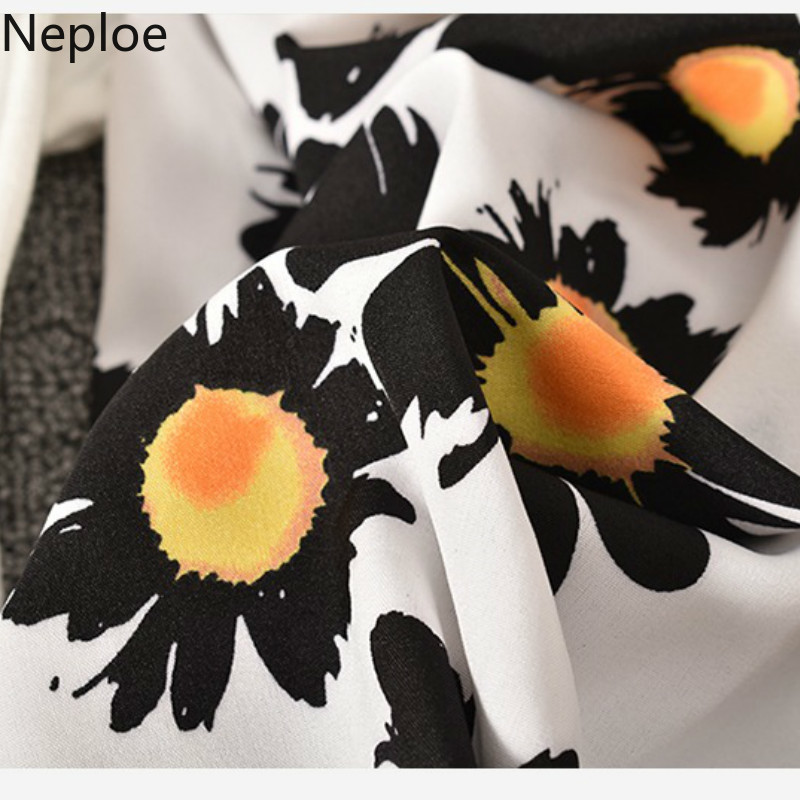 Neploe Patchwork Blouse Fashion Puff Floral Long Sleeve Women Shirts Summer New Korean Slim Sweet Blusas Top Femme 94456 210422