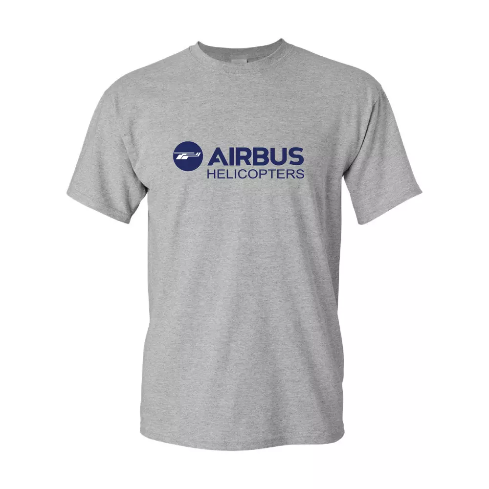 Airbus Helicopter Blue Logo European Aviation Geek Short Sleeve Gray T-Shirt