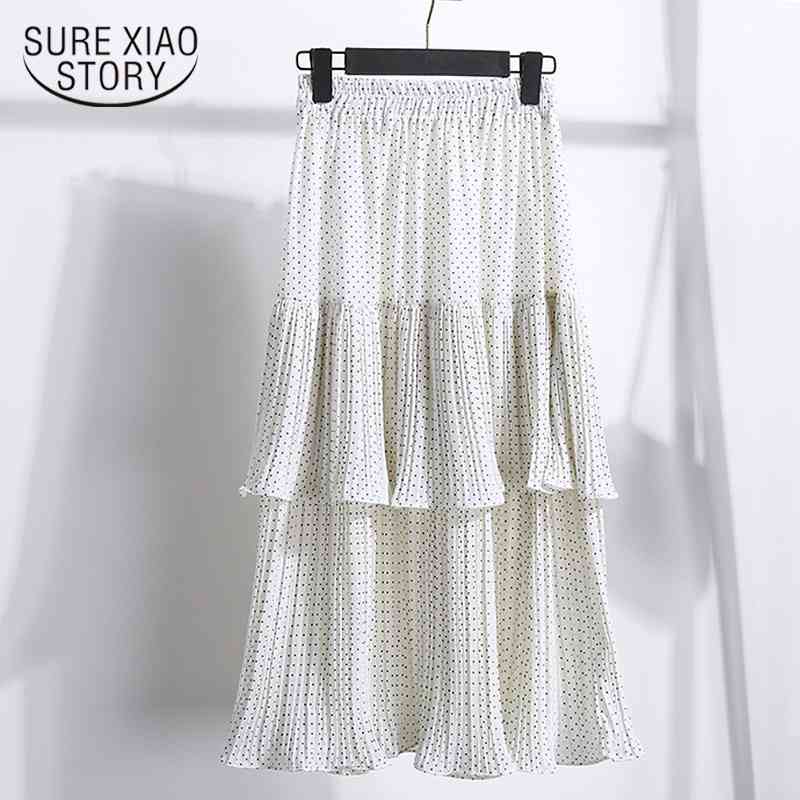 Fashion skirts womens clothing high waist white dot black chiffon ruffles leopard summer Pleated 3505 50 210510