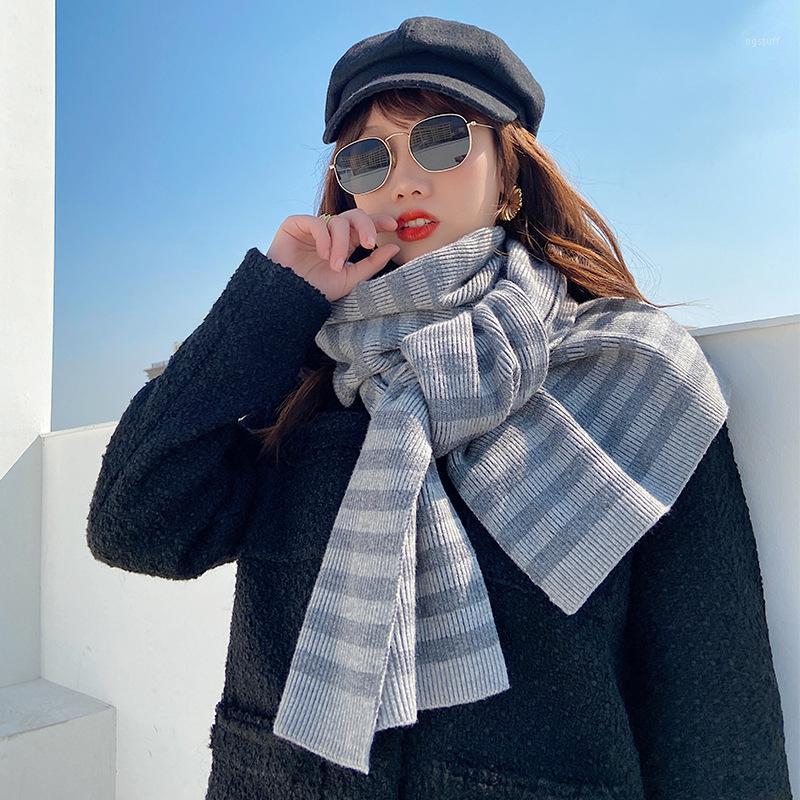 Scarves 2021 Korean Autumn And Winter Warm Wool Knitted Women's Scarf Striped Scarf,fashion Lovers' Art Shawl Women, Blue;gray
Scarves 2021 Korean Autumn And Winter Warm Wool Knitted Women's Scarf Striped Scarf,fashion Lovers' Art Shawl Women, Blue;gray
