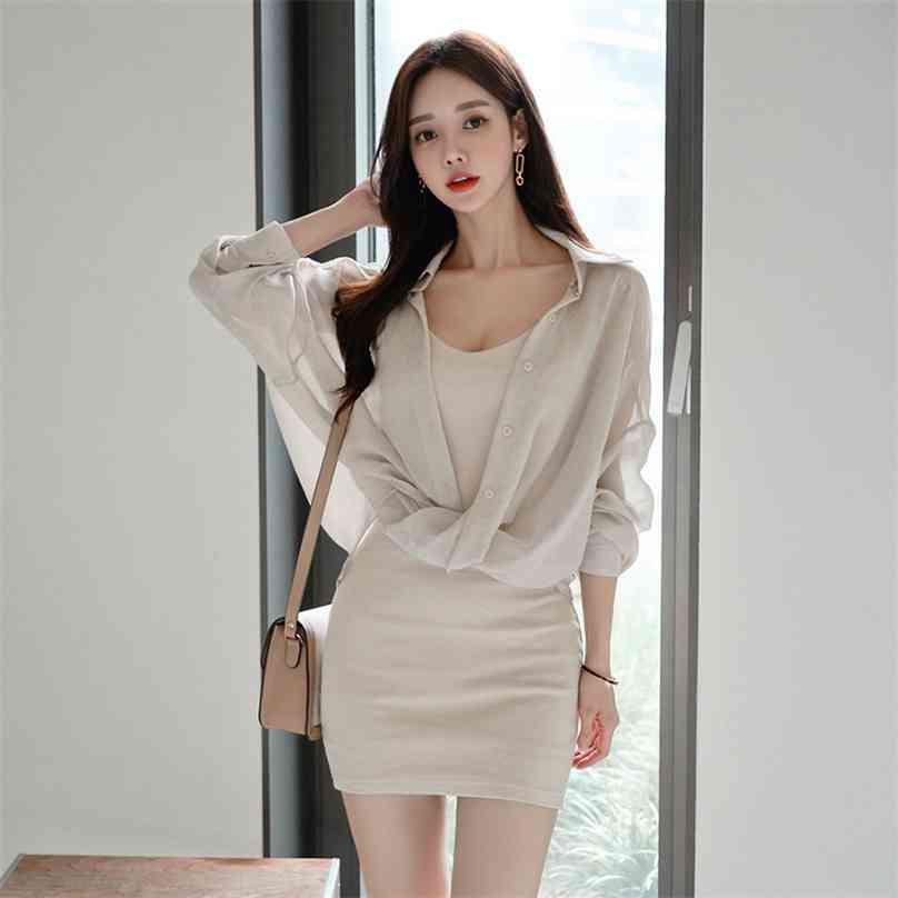 Shirt Dress 2 piece set korea laides white Sleeveless V neck Sundress hollow out Mini Party Dresses for women clothing 210602, Apricot
Shirt Dress 2 piece set korea laides white Sleeveless V neck Sundress hollow out Mini Party Dresses for women clothing 210602, Apricot