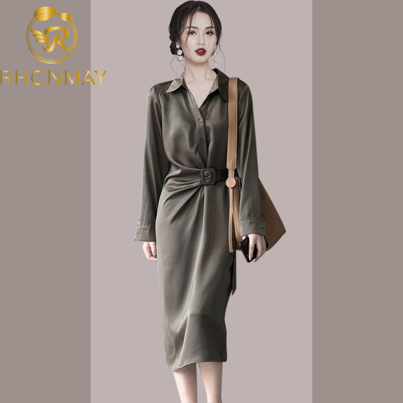 elegant stain office shirts dress 2021 new long sleeve single breasted chic female straight dress sashes spring summerswimwear bathing suits, Black;gray
elegant stain office shirts dress 2021 new long sleeve single breasted chic female straight dress sashes spring summerswimwear bathing suits, Black;gray
