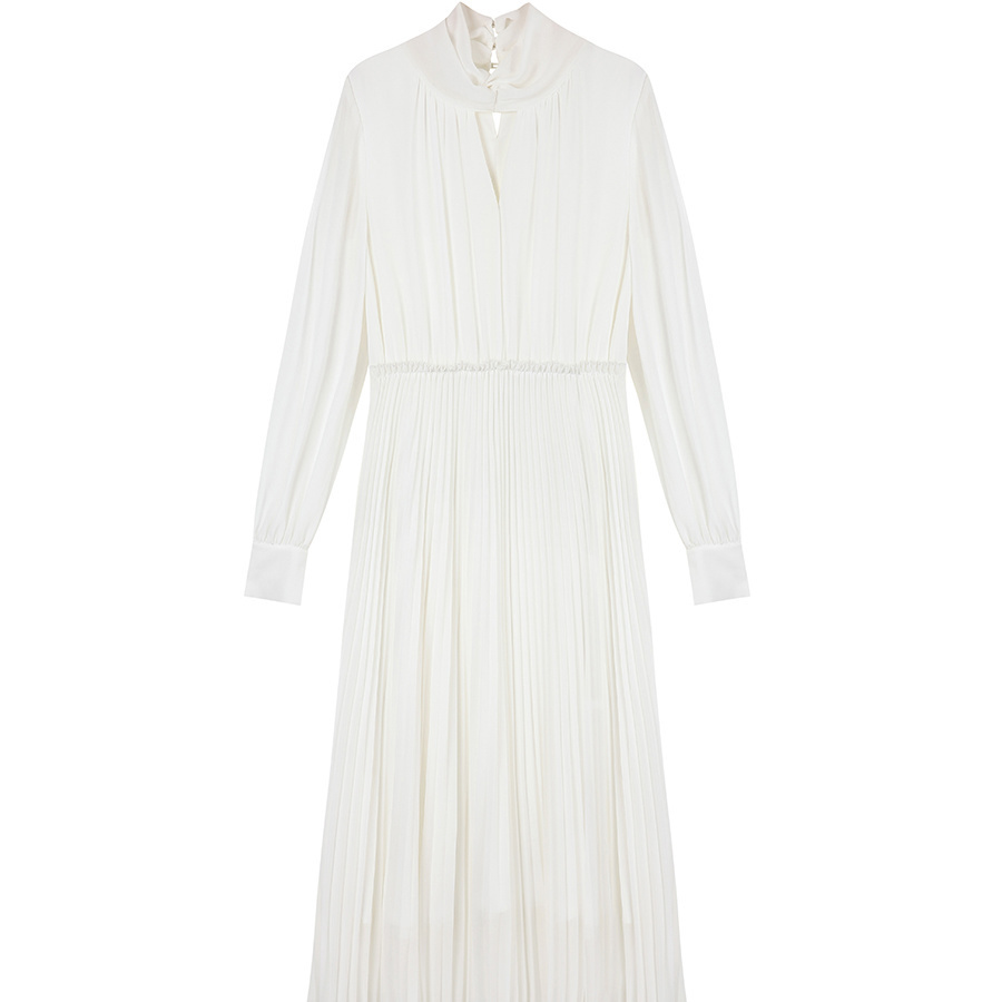 Elegant Chiffon White Dress Women V-Neck Evening Party Midi Dress Female Spring Long Sleeve Office Dress Korean 210521