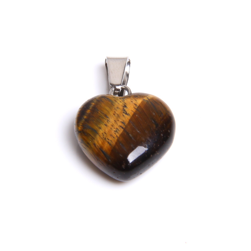 Heart shape natural stone Rose Quartz Tiger's Eye opal charms pendants for DIY stone necklace earrings jewelry making