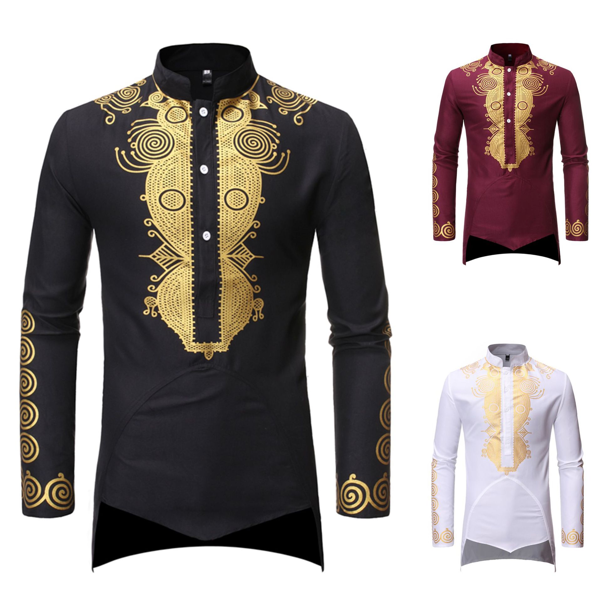 Muslim Men Shirt Islamic Clothes Print Stand Color Tops Kurta National Printed Long Sleeve Shirts Male Folk Hip Hop Streetwear
Muslim Men Shirt Islamic Clothes Print Stand Color Tops Kurta National Printed Long Sleeve Shirts Male Folk Hip Hop Streetwear