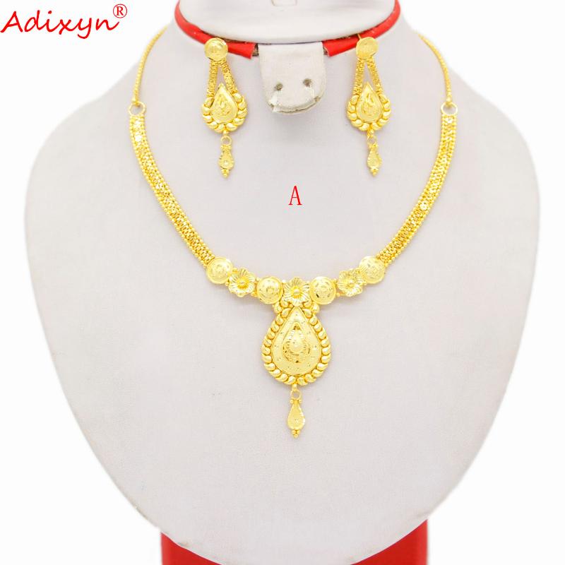 Earrings & Necklace Adixyn Two Desigh Dubai Jewelry Set 24k Gold Color/Copper For Women Girls Luxury African N070112, Silver 
Earrings & Necklace Adixyn Two Desigh Dubai Jewelry Set 24k Gold Color/Copper For Women Girls Luxury African N070112, Silver