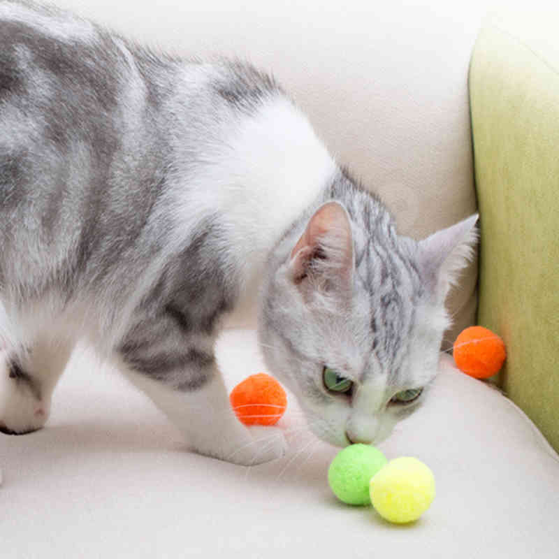 Elastic plush dog ball creative colorful pet cat toy plush ball colorful candy color teeth cleaning ball funny cat interaction