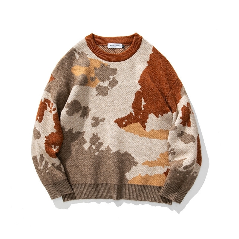 IEFB /men's clothing South summer dress Autumn Sweater camouflage style couple loose ins trendy knitwear men 210524