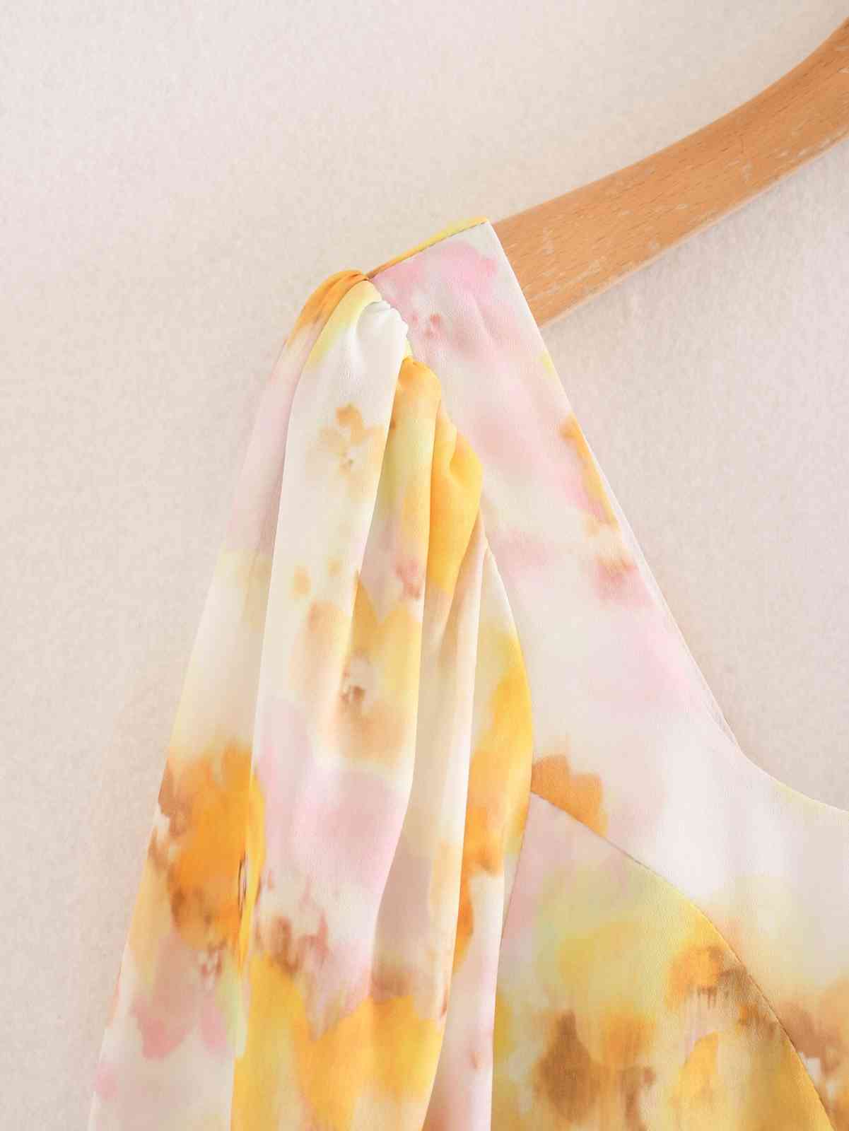 Holiday Style Square Collar Floral Print Ruffled Midi Dress Bohemian Puff Sleeve Elastic Back Woman Dresses Female Clothes 210429