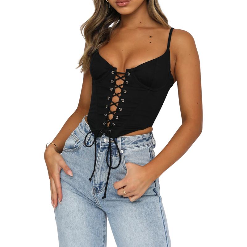 Women' Tanks & Camis IMCUTE Sexy Cross Lace Camisole Ladies Wrapped Chest Sleeveless Hollow Halter Top Bar Nightclub Deep V Low-Cut SlimTop, Black
Women' Tanks & Camis IMCUTE Sexy Cross Lace Camisole Ladies Wrapped Chest Sleeveless Hollow Halter Top Bar Nightclub Deep V Low-Cut SlimTop, Black