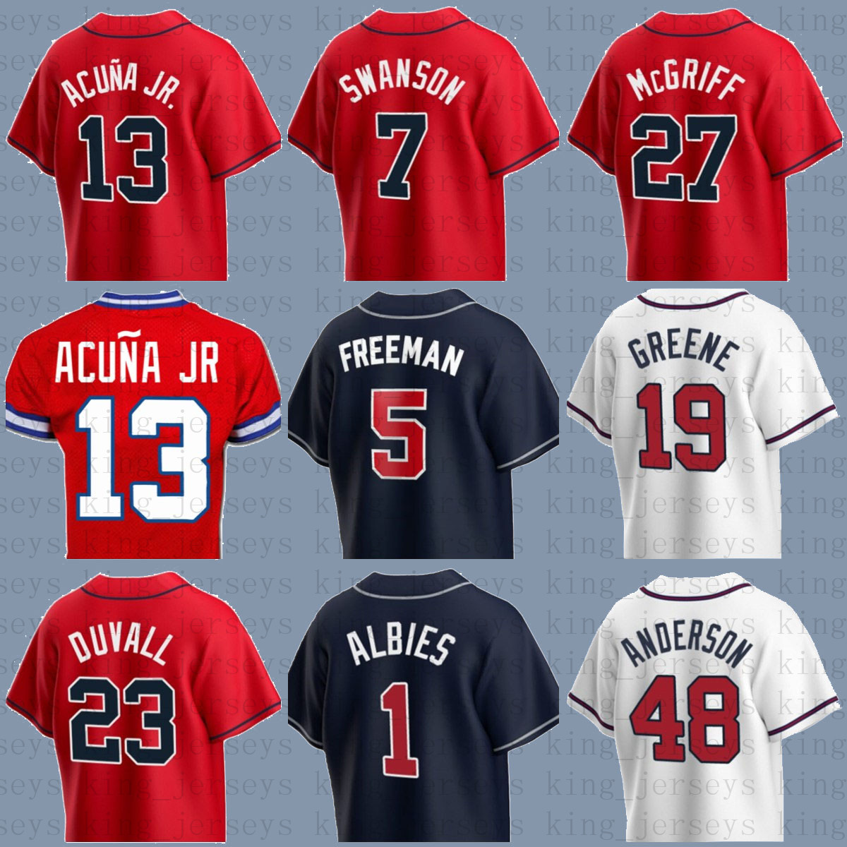 Atlanta Baseball Jerseys 13 Ronald Acuna Jr. 1 Ozzie Albies Freddie Freeman Chipper Jones Hank Aaron 20 OZUNA Swanson 15 NEWCOMB Men Women, Men(yongshi)
Atlanta Baseball Jerseys 13 Ronald Acuna Jr. 1 Ozzie Albies Freddie Freeman Chipper Jones Hank Aaron 20 OZUNA Swanson 15 NEWCOMB Men Women, Men(yongshi)