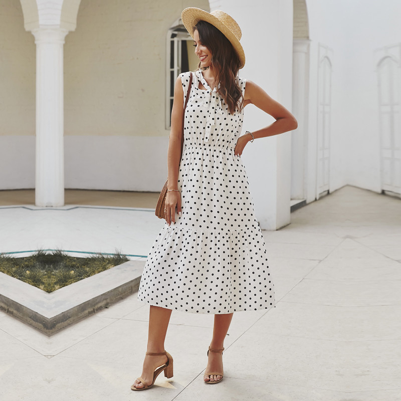 Elegant dresses Spring Summer Women's Polka Dot Sleeveless Temperament Lace Up Ladies A Line Long 2021 New D4G9, Navy blue
Elegant dresses Spring Summer Women's Polka Dot Sleeveless Temperament Lace Up Ladies A Line Long 2021 New D4G9, Navy blue