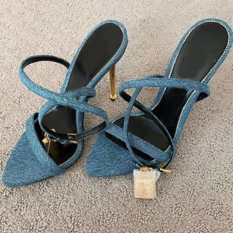 Metal Lock Decor Woman Shoes Pointed Toe High Heel Sandals Women Real Leather Narrow Ankle Strap Sandalias Sexy Party Shoes, As show
Metal Lock Decor Woman Shoes Pointed Toe High Heel Sandals Women Real Leather Narrow Ankle Strap Sandalias Sexy Party Shoes, As show