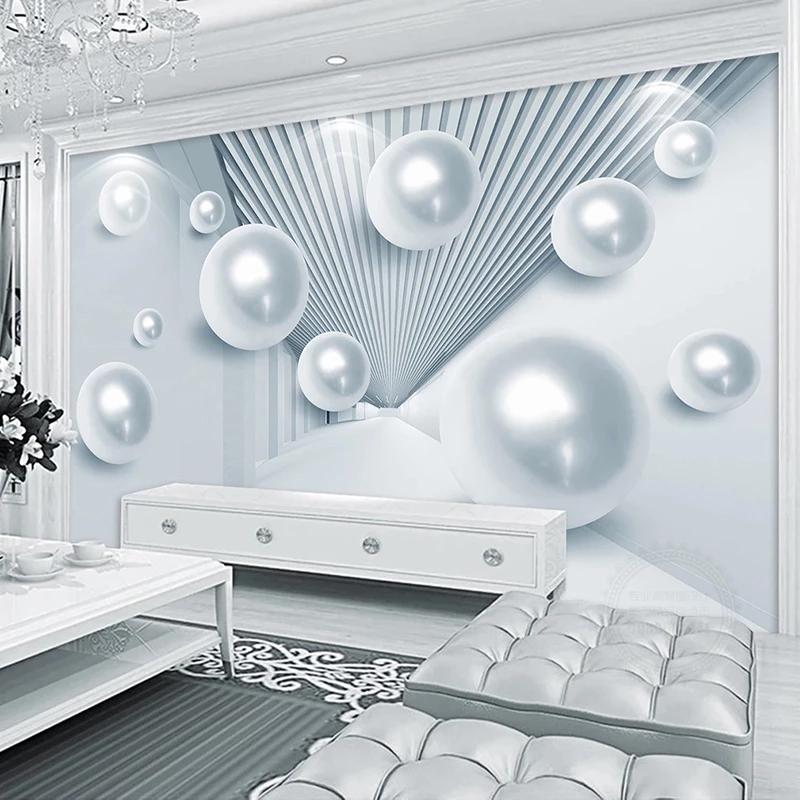 Custom Wallpaper 3D Stereoscopic Space Circle Ball Creative Modern Living Room Sofa TV Background Art Blue Mural