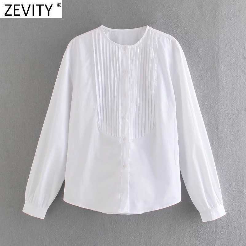 Zevity Women Fashion O Neck Press Pleated Casual White Shirt Female Long Sleeve Breasted Blouse Roupas Chic Chemise Tops LS9075 210603, As pic ls9075cc
Zevity Women Fashion O Neck Press Pleated Casual White Shirt Female Long Sleeve Breasted Blouse Roupas Chic Chemise Tops LS9075 210603, As pic ls9075cc