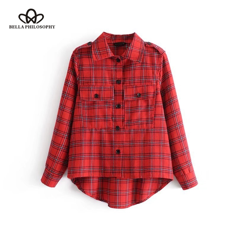 winter women fashion shirts casual pockets plaid red turn down collar long sleeve for 210519
winter women fashion shirts casual pockets plaid red turn down collar long sleeve for 210519