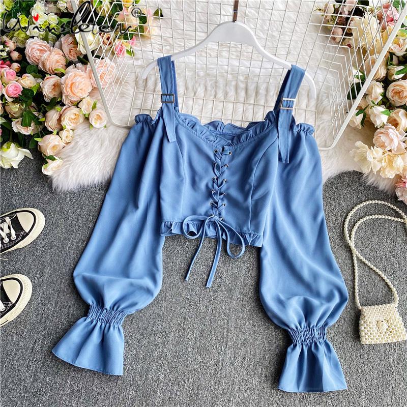 Women's Blouses & Shirts Women Blouse Slash Neck Off-shoulder Slim Lace Up Long Lantern Sleeve Short Shirt Crop Tops Sexy Spring Autumn T163, White
Women's Blouses & Shirts Women Blouse Slash Neck Off-shoulder Slim Lace Up Long Lantern Sleeve Short Shirt Crop Tops Sexy Spring Autumn T163, White