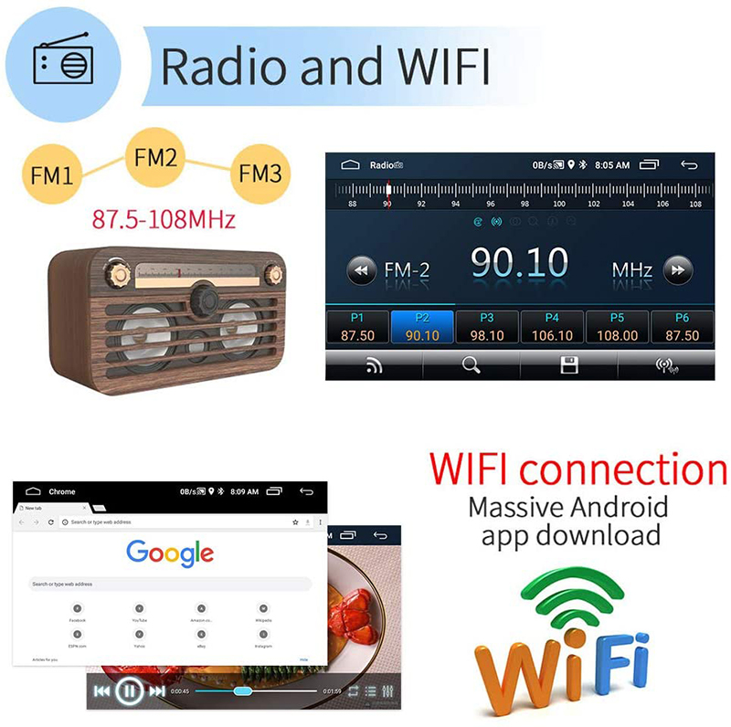 2G+32G 10.1 Inch Car Stereo Wireless Apple Carplay Android Auto Mirror Link Monitor GPS Navigation FM Radio Audio Receiver HiFi IPS Display With Back 