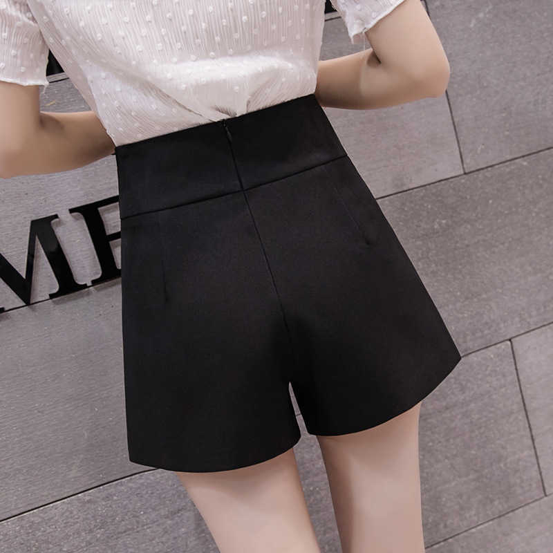 Chiffon Korean Skirt Half-length Women High Waist Summer Irregular Shorts Chic Black 210714
