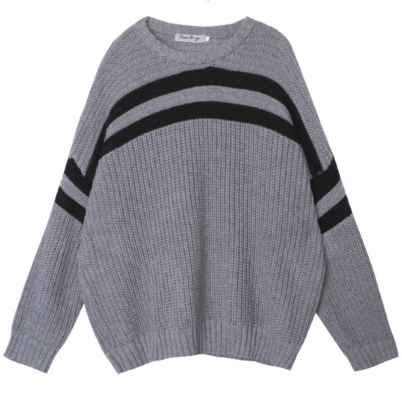 IEFB Autumn Kinttwear Tops For Men Korean Loose Long Sleeve Big Size Round Collar Sweater Vintage Pullovers Gray 9Y4226 210524