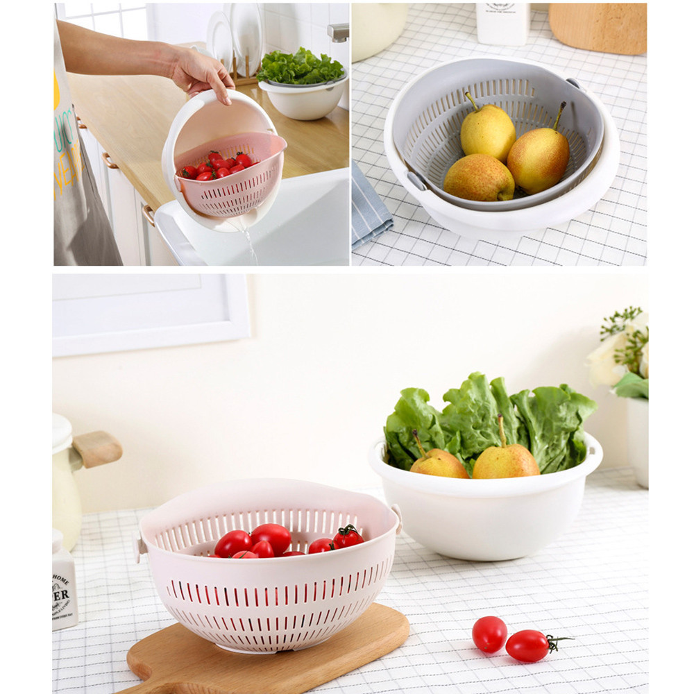 Portable and removable double layer fruit and vegetables clean basket sink filter kitchen