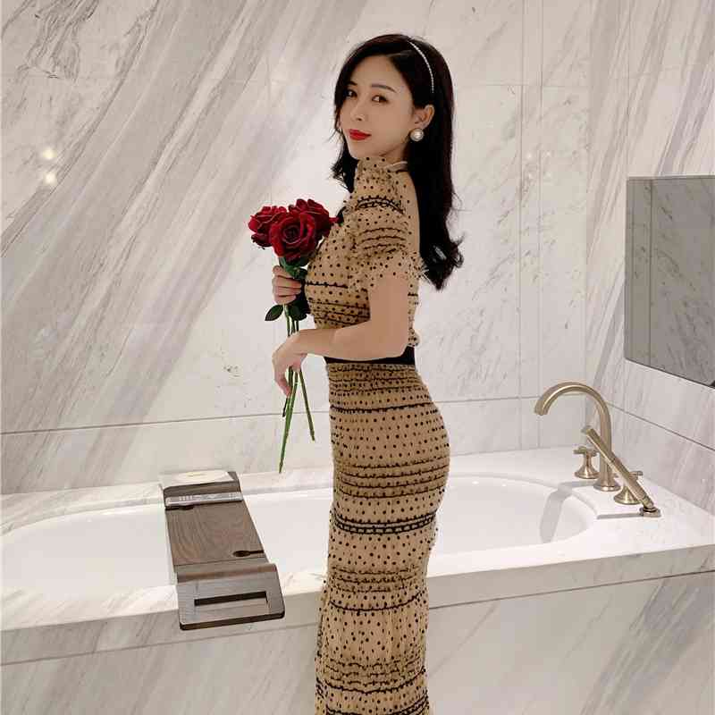 Summer Short Sleeve Self Portrait Dress Women Square Collar Sexy Mesh Polka Dot Bodycon Runway Vestidos 210520